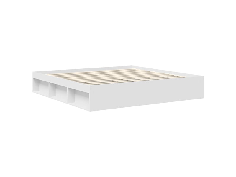  Lit double- lit adulte -  cadre de lit avec tête de lit blanc 200 x 200 cm pin massif  - Conforama D