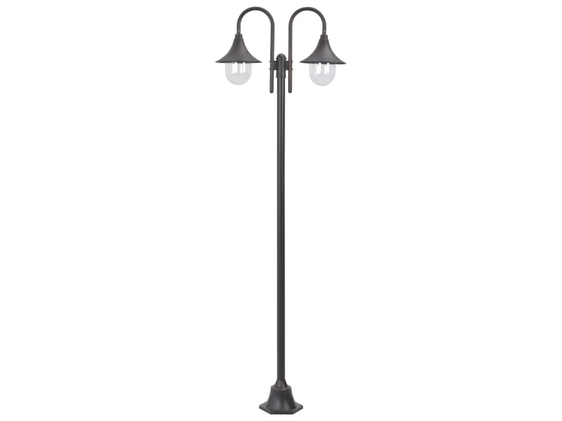  Lampadaire de jardin e27 220 cm aluminium 2 lanternes bronze marron 02_0042539  - Conforama A