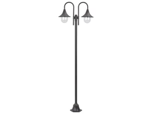 Lampadaire de jardin e27 220 cm aluminium 2 lanternes bronze marron 02_0042539