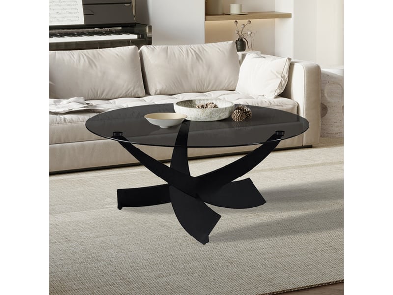  Table basse en verre teinté pieds croisés noir  - Conforama B