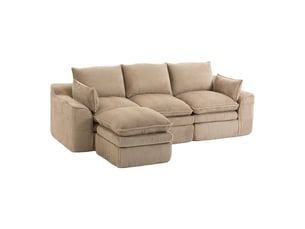 Canapé modulaire 3 places avec pouf assorti, mousse à trois couches, 263 x 167 x 85 cm