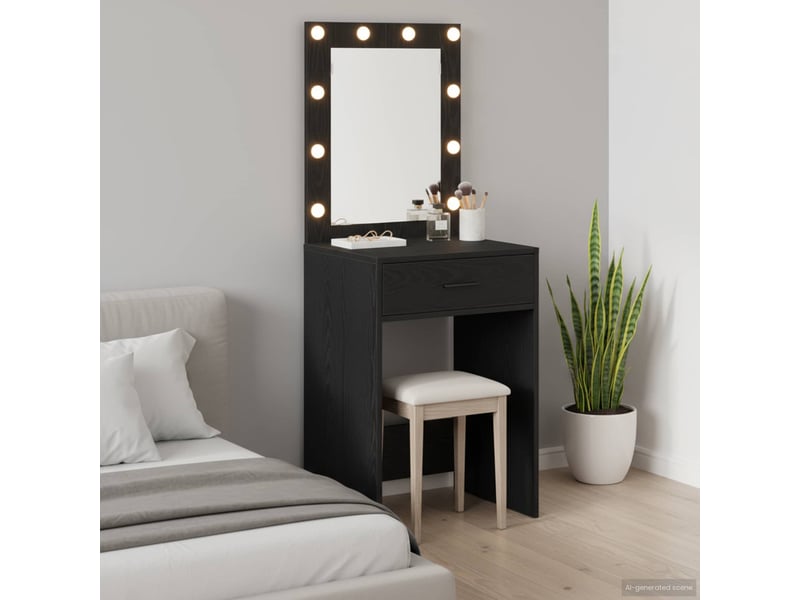  Coiffeuse, table de toilette chêne noir 50x41x135 cm bois d'ingénierie shl87629  - Conforama B
