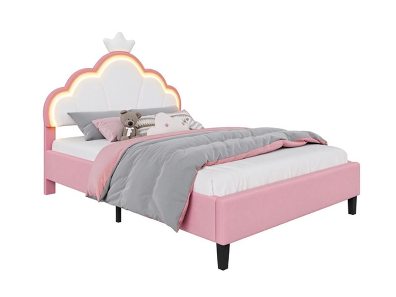 Lit enfant 140x190 cm ezssw, coloris rose - Conforama A