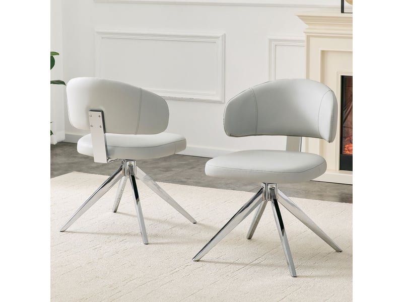  Chaise design moderne piètement en métal rembourrage confortable pivotante à 360°  - Conforama B