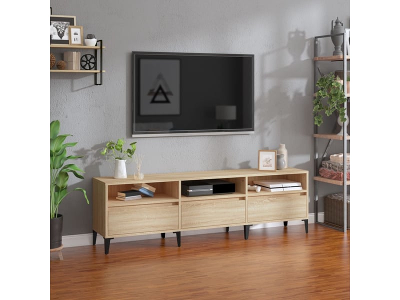  Meuble tv - banc tv - meuble de rangement chêne sonoma 150x30x44,5 cm bois d'ingénierie  - Conforama B