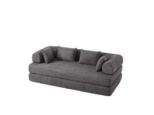 Canapé-lit modulable 2 places 4-en-1 en chenille gris homvra