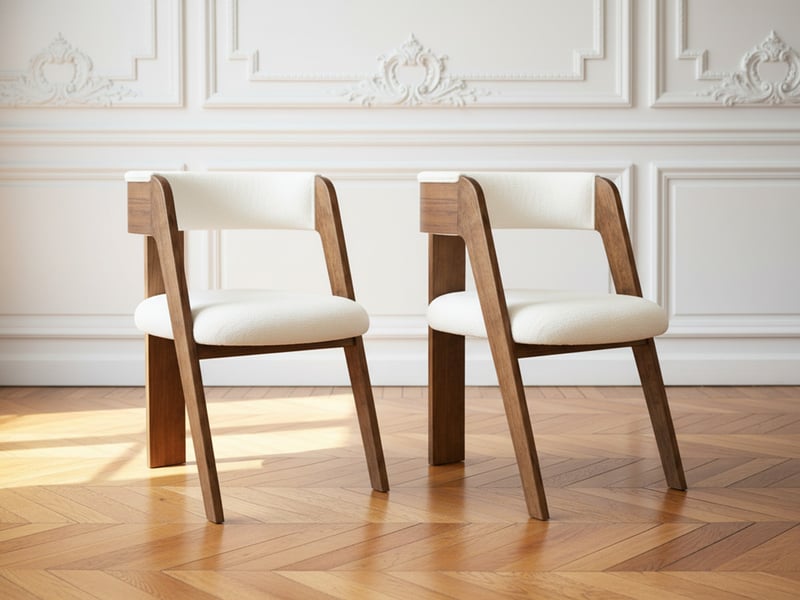  Bobochic lot de 2 chaises borely placage chêne massif et tissu bouclette marron foncé BORELY - Conforama B