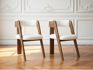 Bobochic lot de 2 chaises borely placage chêne massif et tissu bouclette marron foncé