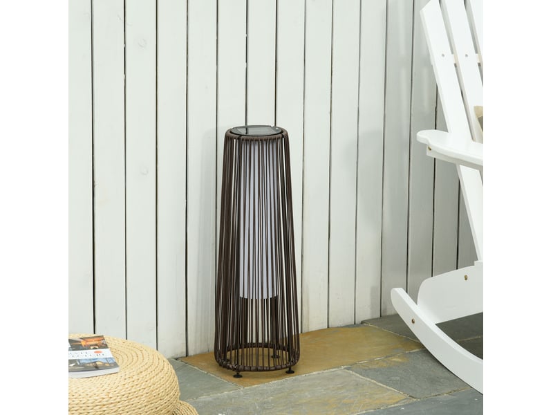 Lampe solaire de jardin ø 21,5 x h 61 cm en plastique et acier avec led automatique marron chicfurn - Conforama B