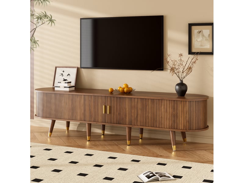  Ensemble de salon 2 pièces avec table basse relevable et meuble tv, finition noyer  - Conforama C