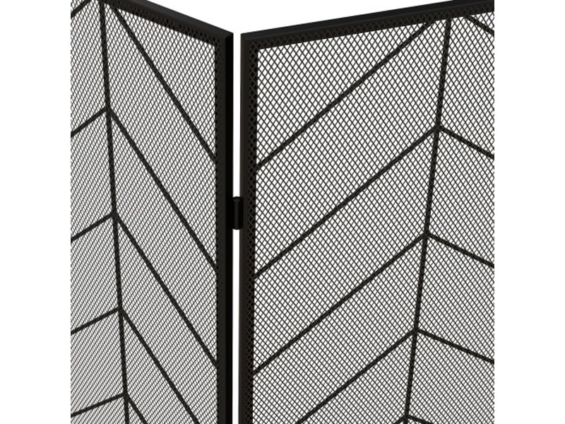  Pare-feu de cheminée noir en acier à 3 panneaux, pliable, 135x85 cm, protection du foyer  - Conforama E