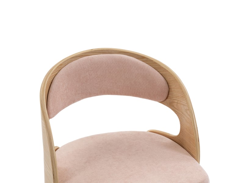 Ensemble de 2 chaises de salle à manger en bois moderne pivotantes, dossiers incurvés, coussins coton-lin rose-lin - Conforama E