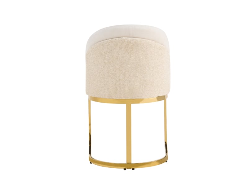  4 chaises de salle à manger modernes en chenille beige, pieds dorés galvanisés – confort assuré, idéal cafés  - Conforama D