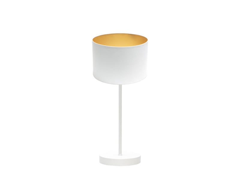  Fabrilamp anuska lampe à poser blanc doré, abat-jour textile intérieur doré, 1 x e14, 46 cm 188671001 - Conforama A