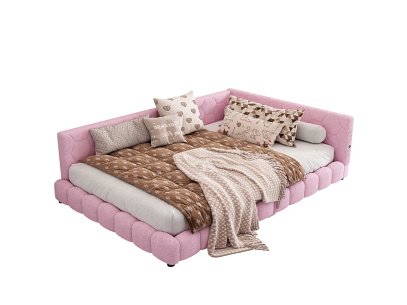  Canapé lit rose lit de jour 140x200 avec led 16 couleurs et ports usb  - Conforama A