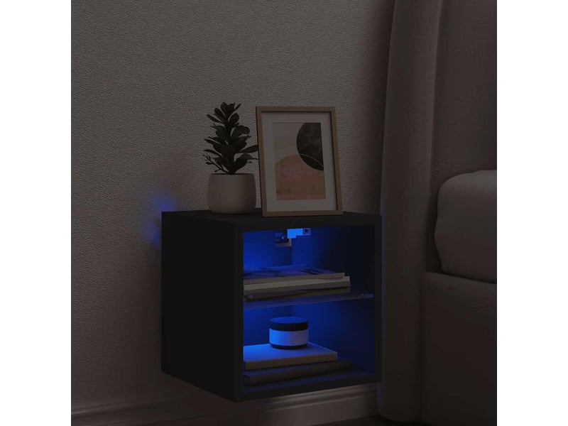  Meuble tv - banc tv - meuble de rangement mural avec lumières led noir 30x28,5x30 cm  - Conforama C