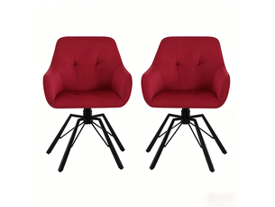Lot de 2 chaises de salle à manger pivotantes 360° en velours rouge lie-de-vin