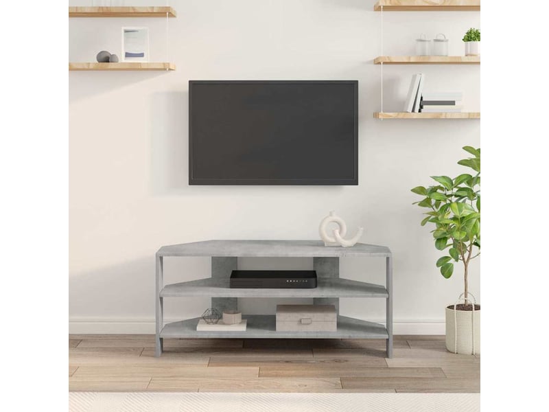  Meuble tv - banc tv - meuble de rangement d'angle 102x40,5x45cm gris béton bois d'ingénierie  - Conforama D
