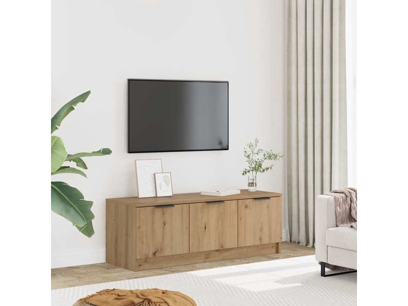  Meuble tv - banc tv - meuble de rangement chêne artisanal 102x35x36,5 cm bois d'ingénierie  - Conforama B