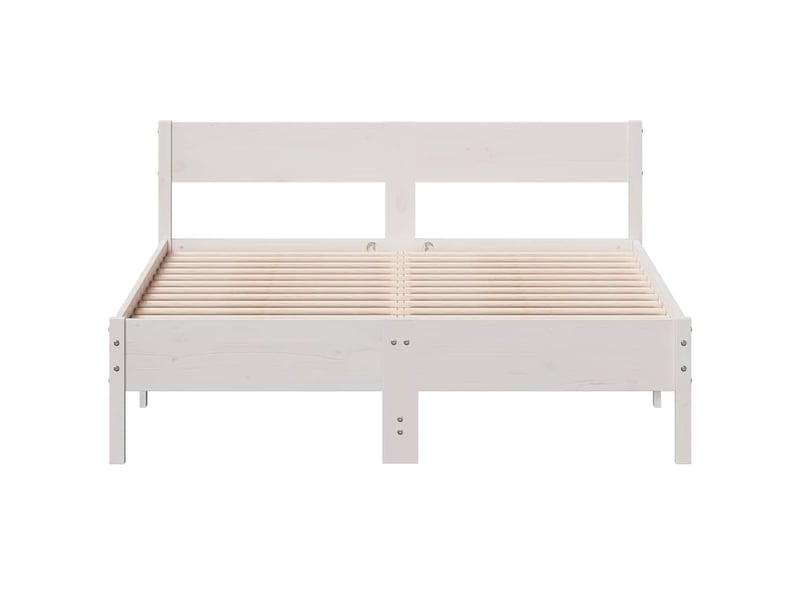  Lit double- lit adulte -  cadre de lit sans matelas blanc 160x200 cm bois de pin massif  - Conforama C