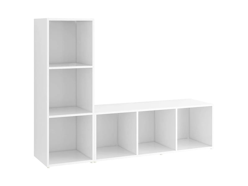  Lot de 2 meuble tv bas salon blanc 107x35x37 cm bois d'ingénierie shl94099  - Conforama A