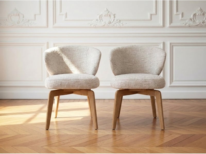 Bobochic lot de 2 chaises pivotantes anne placage chêne massif et tissu texturé marron clair ANNE - Conforama C