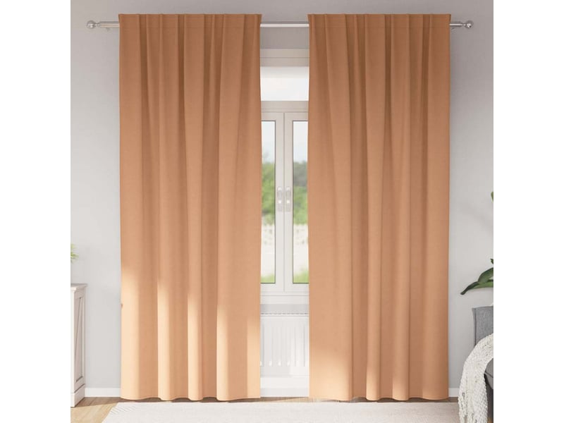  Lot de 2 rideaux occultants, rideaux black-out avec anneaux marron clair 245 x 140 cm cf44692  - Conforama B