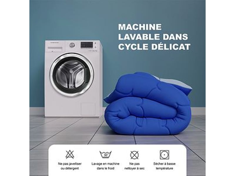 CASABEL Couette 220x240 cm Chaude Grand Froid Diamant Réversible Bleu Garnissage densité 700 g/m2 Couette Grand Froid - Conforama D