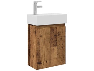 Meuble de rangement salle de bain avec robinet bois ancien shl9204