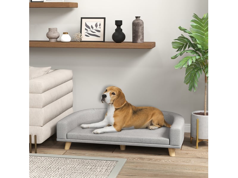  Canapé pour enfent 98 x 67 x 25 cm – gris – coussin amovible, pieds surélevés en bois de pin stable  - Conforama B