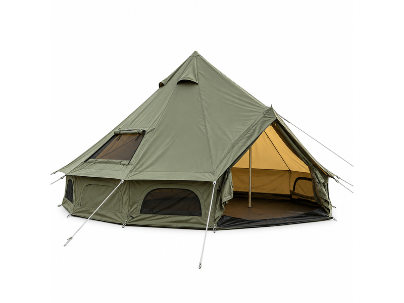Tente cloche oxford verte 4 saisons 3-4 personnes, 9,8 ft, avec sortie pour poêle - Conforama E