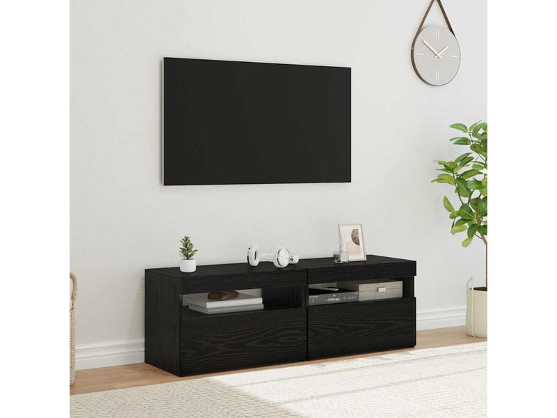  Meuble tv - banc tv - meuble de rangement 2 pcs chêne noir bois d'ingénierie  - Conforama B