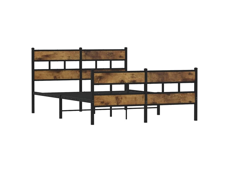  Lit double- lit adulte -  cadre de lit en métal sans matelas chêne fumé 135x190 cm  - Conforama B