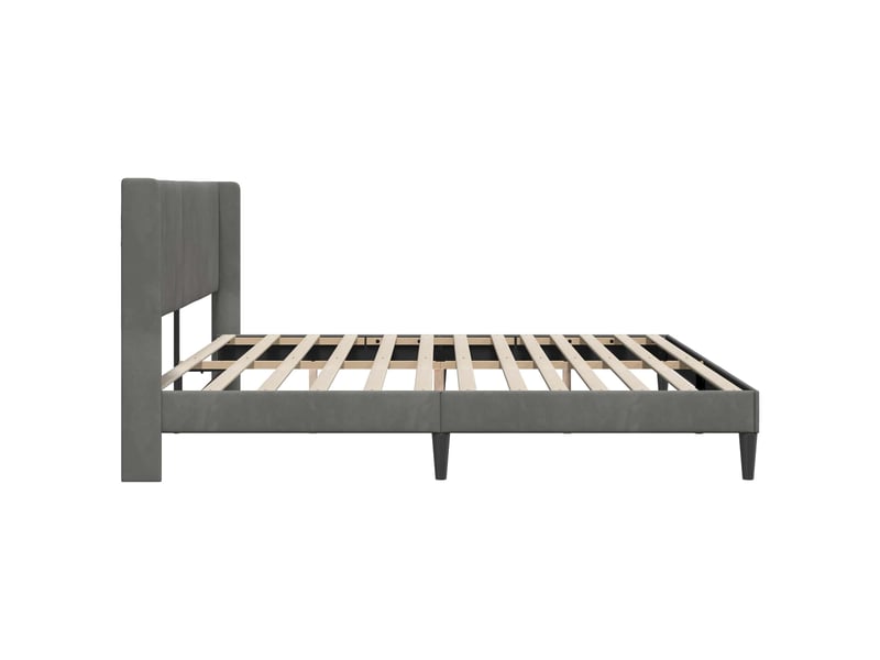  Lit double- lit adulte -  cadre de lit avec tête de lit gris foncé 200 x 200 cm velours  - Conforama D
