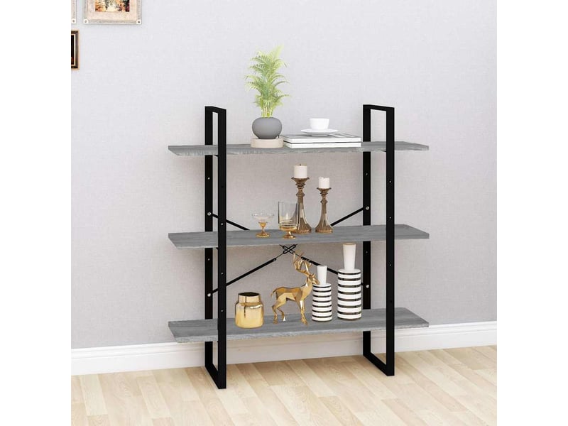  Bibliothèque, meuble de rangement salon sonoma gris 100x30x105 cm bois d'ingénierie  - Conforama B