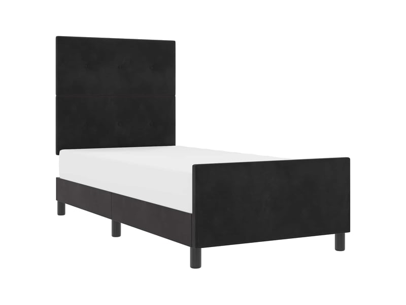  Lit simple- lit adulte -  lit à ressorts avec tête de lit noir 80 x 200 cm velours  - Conforama A