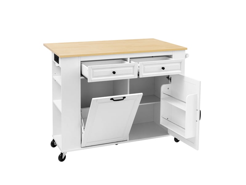 Îlot de cuisine mobile extensible 120x40-70x92 cm mdf blanc et naturel - Conforama A