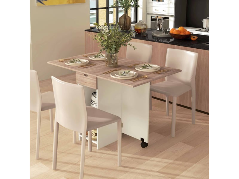  Table à manger pliante table de cuisine extensible pour 2 à 4 personnes 2 abattants 120 x 72 x 75 cm chêne  - Conforama D