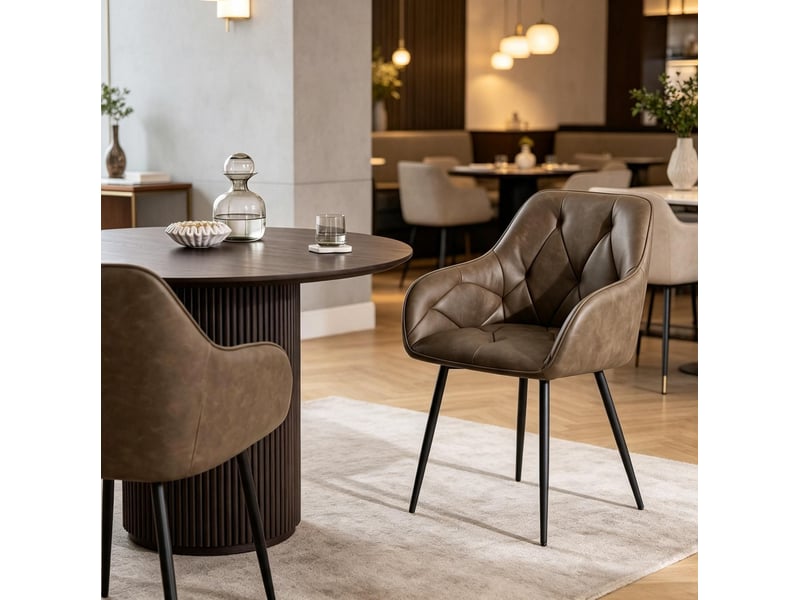  Lot de 2 chaises de salle à manger avec accoudoirs 45,5 x 45 x 83,5 cm – marron foncé – assise rembourrée  - Conforama B