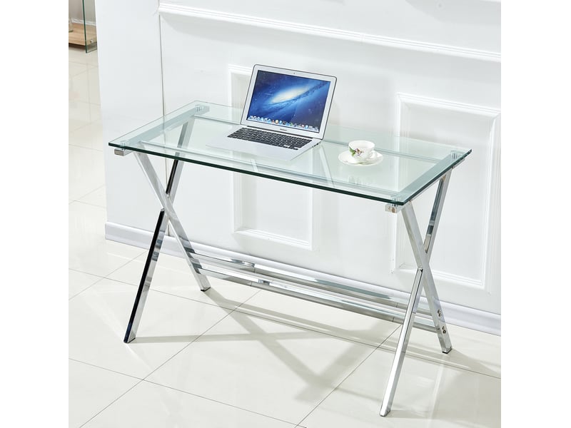  Bureau 110x55x76 cm en verre trempé transparent  - Conforama D