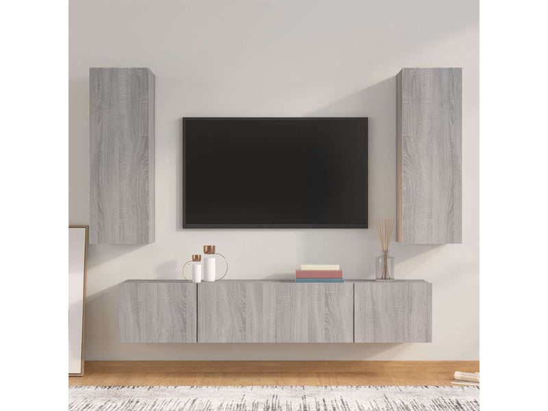  Ensemble de meubles tv 4 pcs sonoma gris bois d'ingénierie shl52548  - Conforama B