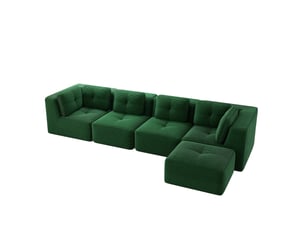Canapé d'angle modulaire 4 places en velours côtelé vert