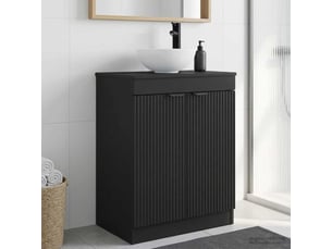 Meuble salle de bain avec évier, meuble de rangement noir 54x35x83 cm shl1065