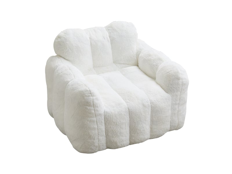  Fauteuil relax adulte 105x90x75 cm en peluche blanc  - Conforama A