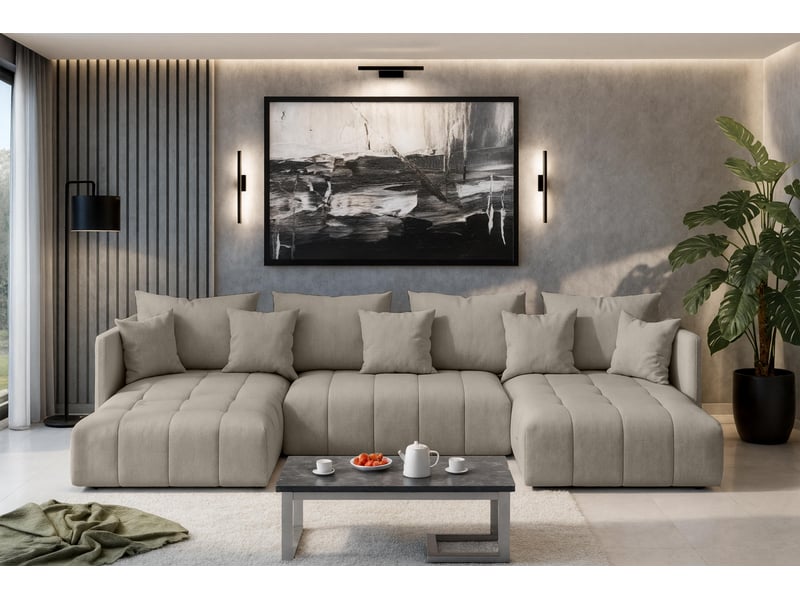  Canapé panoramique convertible veliro u marron clair 353 cm VeliroU - Conforama B