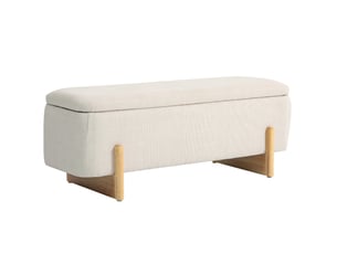 Banc coffre tcqpz 111 x 44 x 44,5 cm avec rangement beige polyester imitation lin