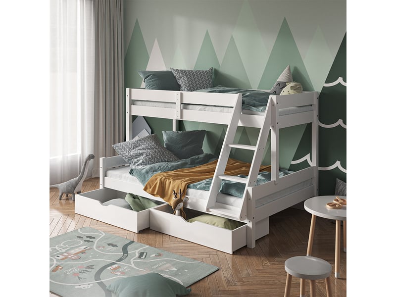 Vitalispa lit superposé, blanc, 120x200 80x200 cm avec tiroirs  - Conforama C