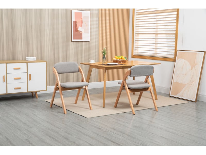  Lot de chaises 2 chaises pliantes assises rembourrées chaises empilables housse amovible structure en bois gris  - Conforama B