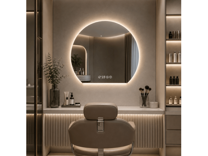  Miroir de salle de bain led mural 80 x 72 cm – argent – antibuée, éclairage réglable et tactile intégré  - Conforama C