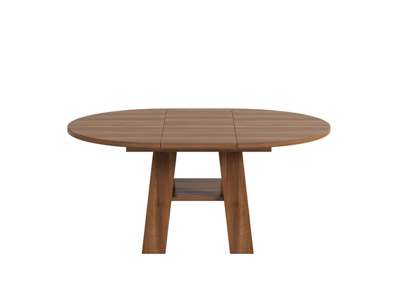  Table de salle à manger ronde extensible pour 4 à 6 personnes avec rangement, en mdf, noyer, 150 × 110 × 75 cm  - Conforama A